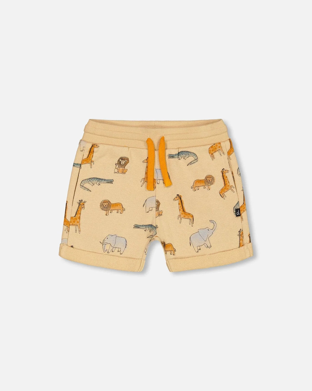 French Terry Short Beige Printed Jungle Animal