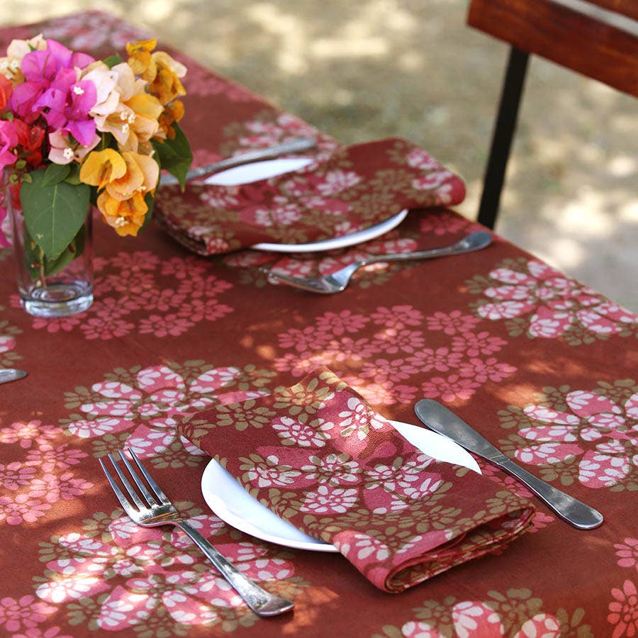 Block Print Napkins in Terracotta (Set of 4) - Forget Me Not