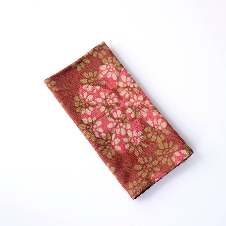 Block Print Napkins in Terracotta (Set of 4) - Forget Me Not