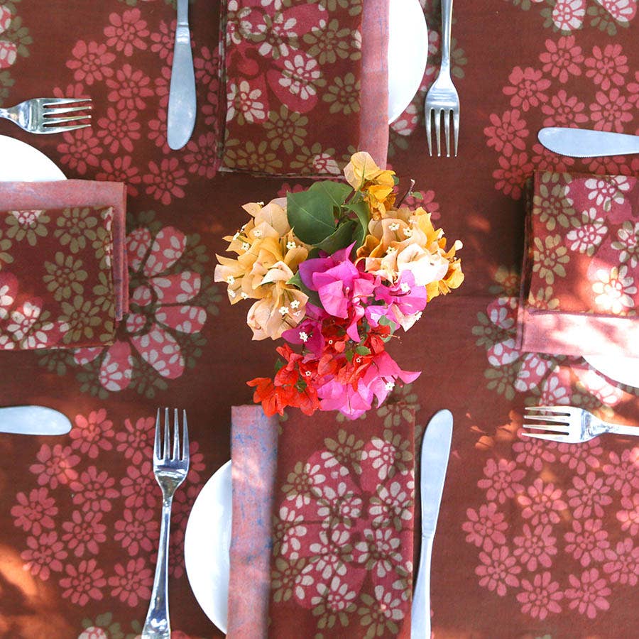 Block Print Napkins in Terracotta (Set of 4) - Forget Me Not
