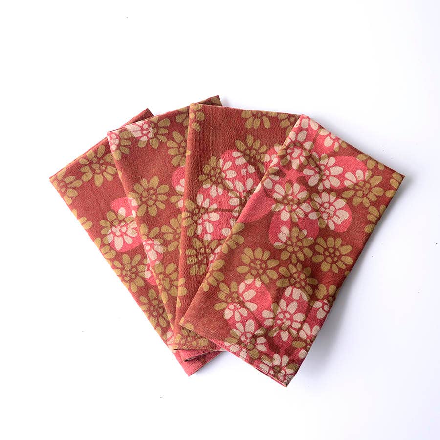 Block Print Napkins in Terracotta (Set of 4) - Forget Me Not