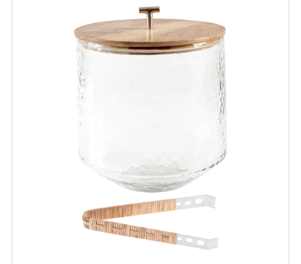 Catalina Ice Bucket with Raffia Tongs
