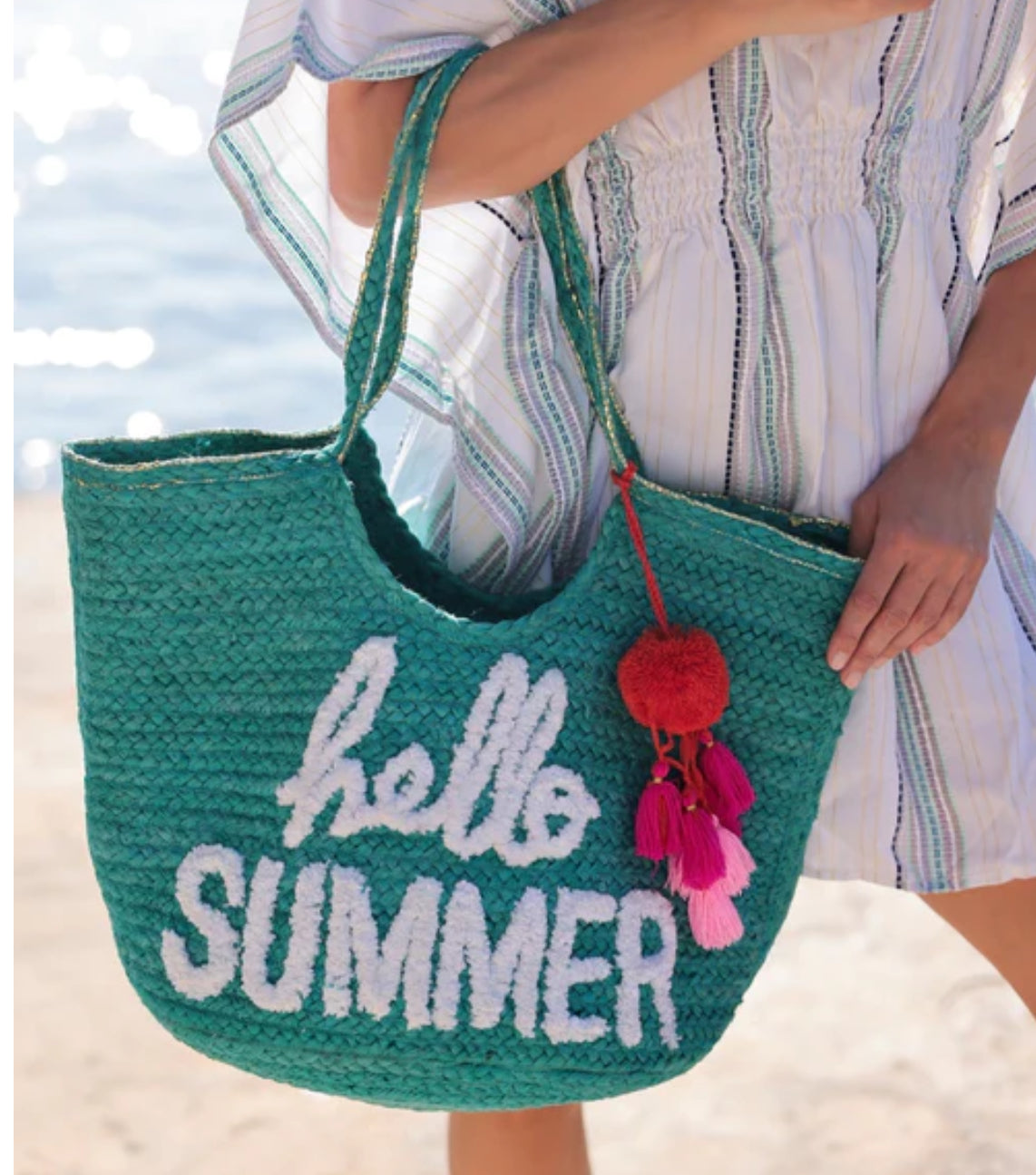 Hello Summer Turquoise Tote