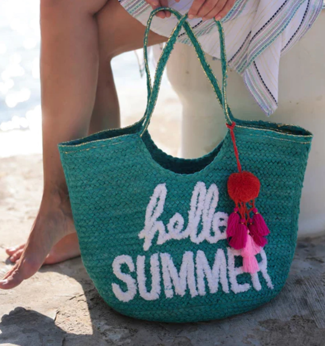 Hello Summer Turquoise Tote