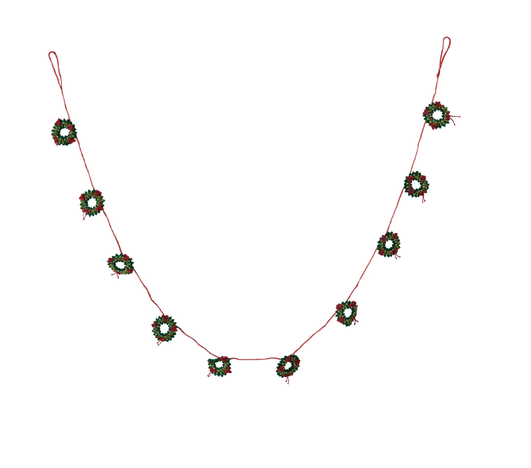 Handmade Wool Felt Holiday Wreaths Garland