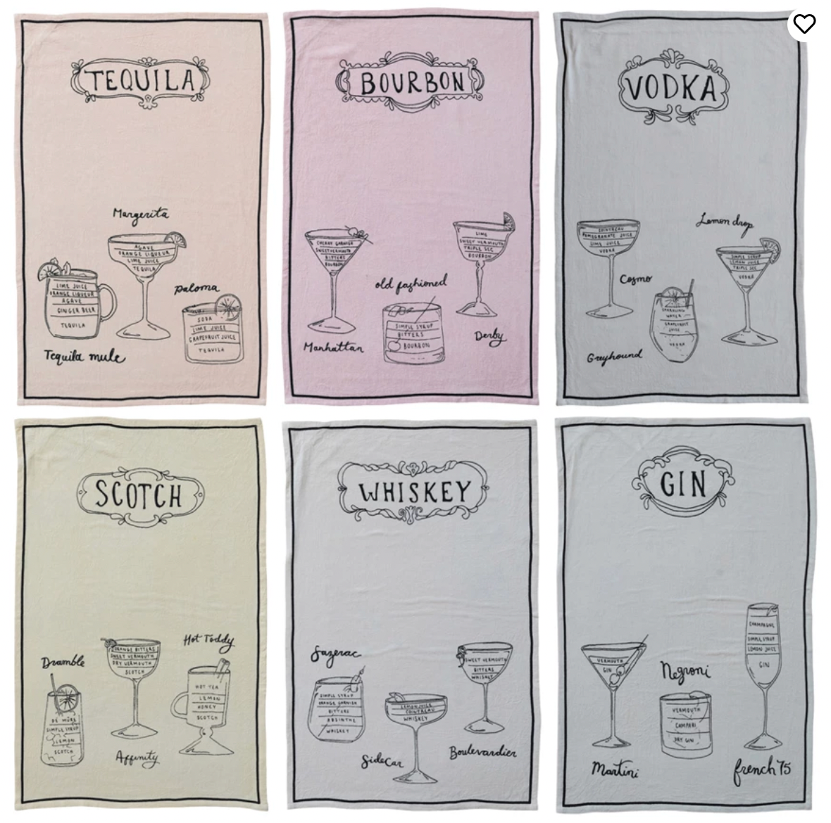 Linen Blend "Cocktail" Tea Towels