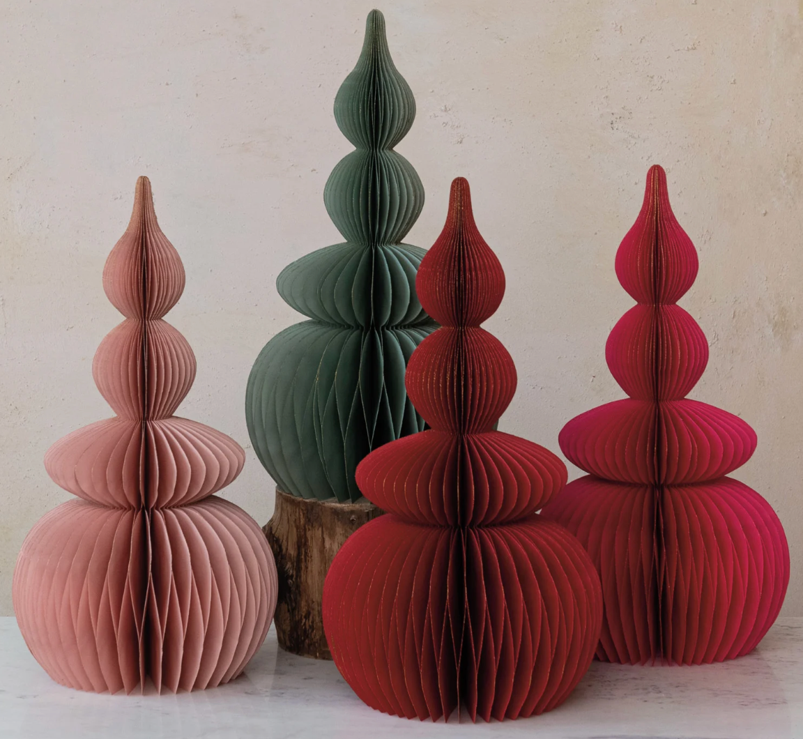 Paper Folding Honeycomb Tree with Gold Glitter Edge