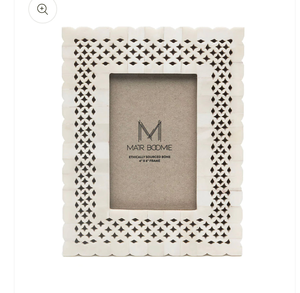 Cream Picture Frame, Hand Carved Bone - 4x6
