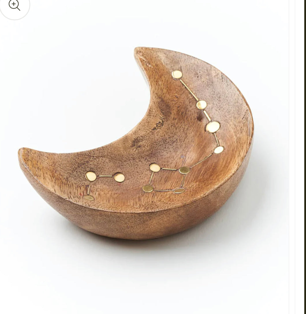 Crescent Moon Wood Trinket Tray