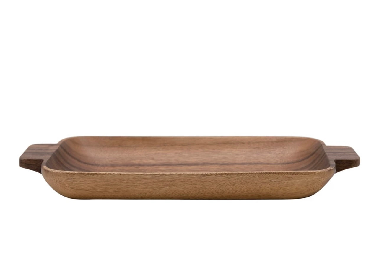 Acacia Wood Tray with Handles