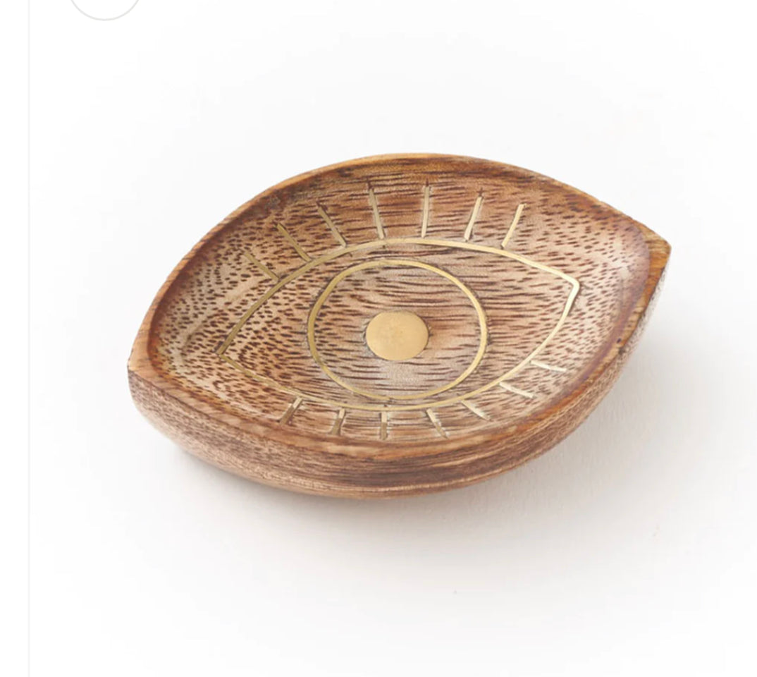 Evil Eye Wood Trinket Tray