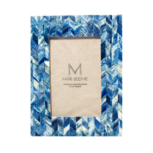 Artemis 4x6 Indigo Picture Frame - Hand Carved Bone