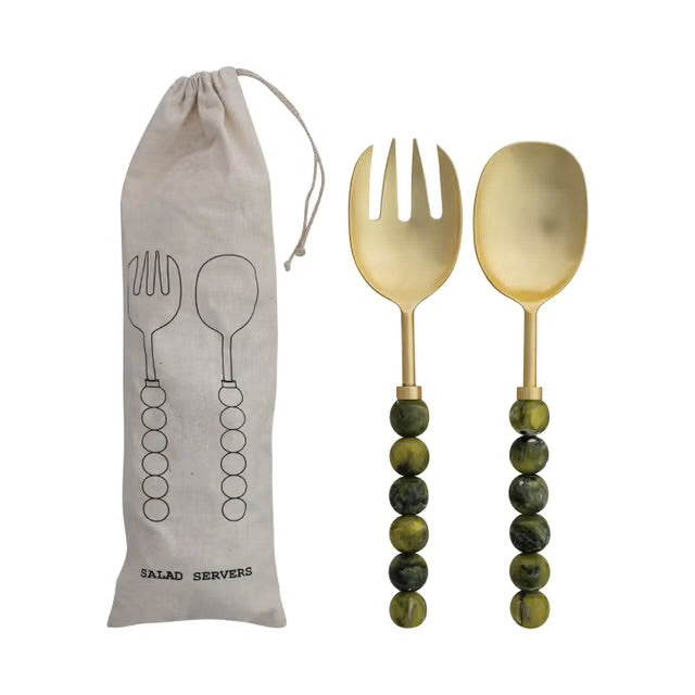 Stainless Steel Salad Servers with Resin Handled