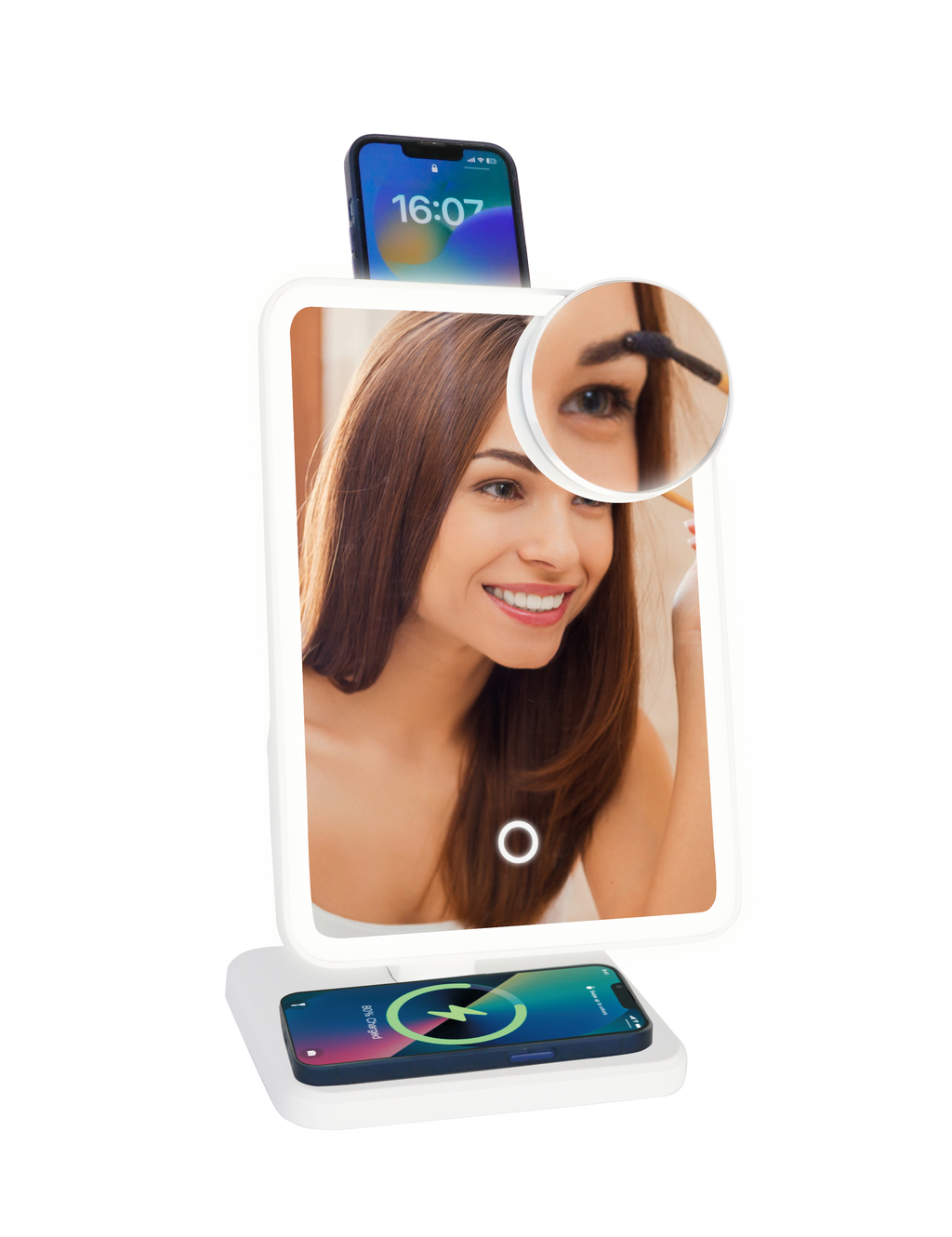 Glam Studio Vanity Mirror and Bluetooth Speaker-White