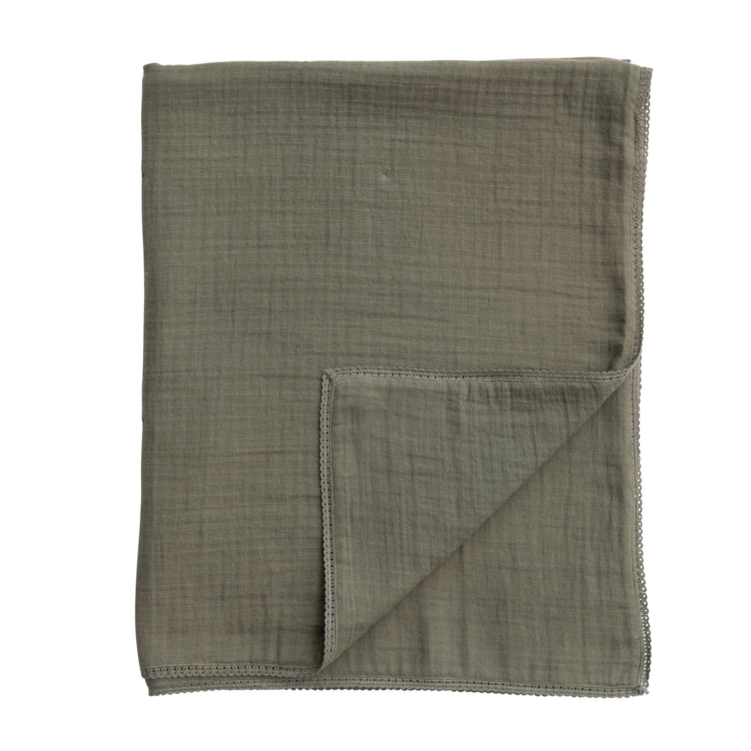 Cotton Double Knit Cloth Baby Blanket with Trim and Bag