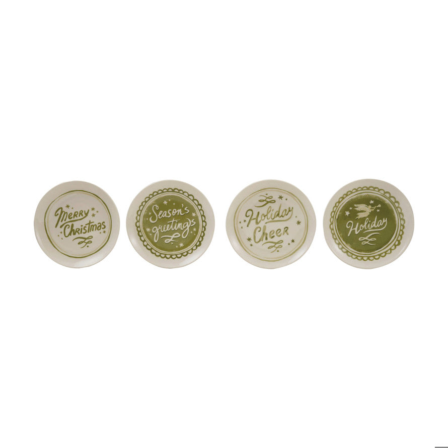 Stoneware Dish with Holiday Sayings, 4 Styles