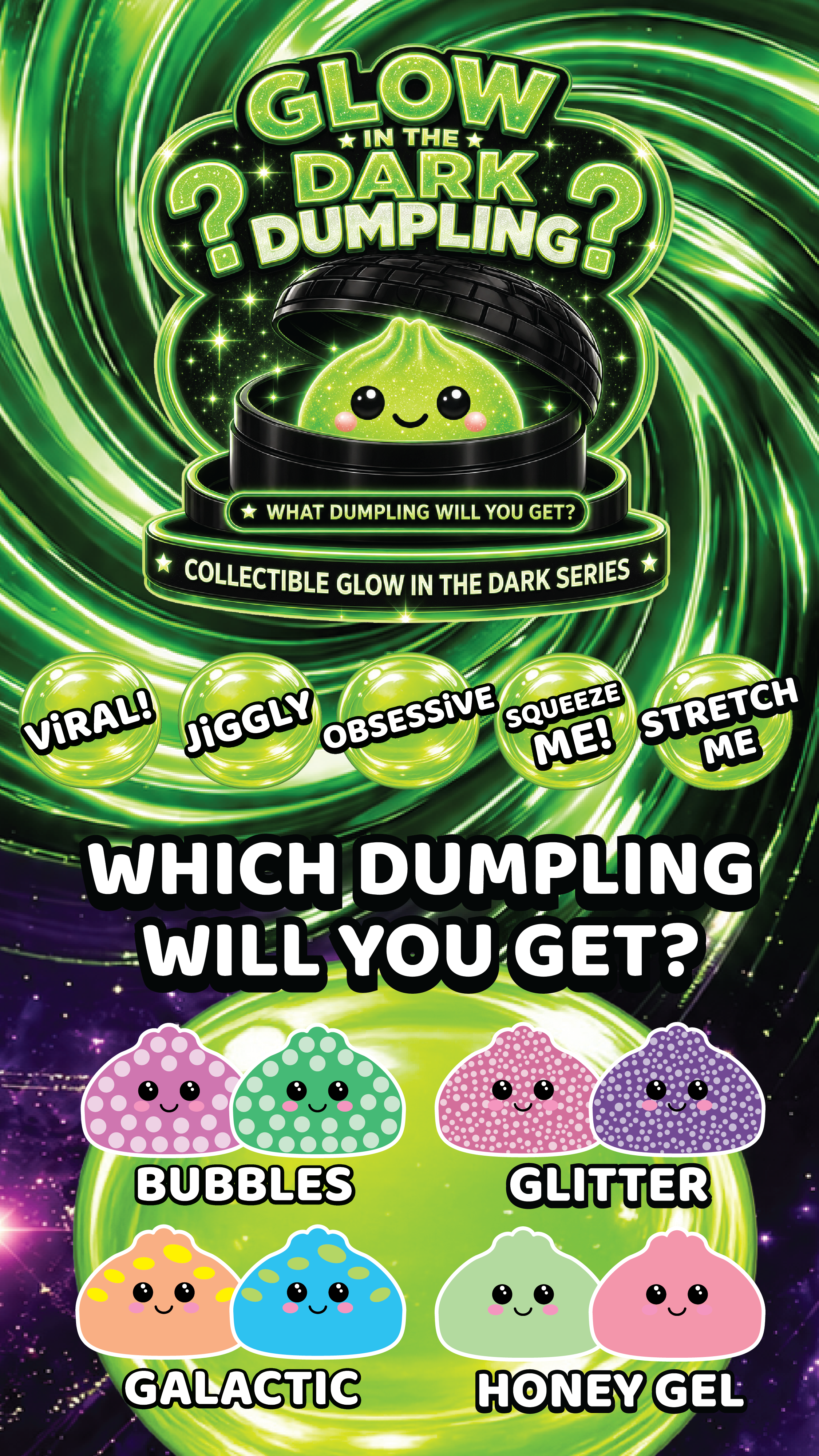 Fun Doh Glow In Dark Mystery Dumpling Squishy (Black)
