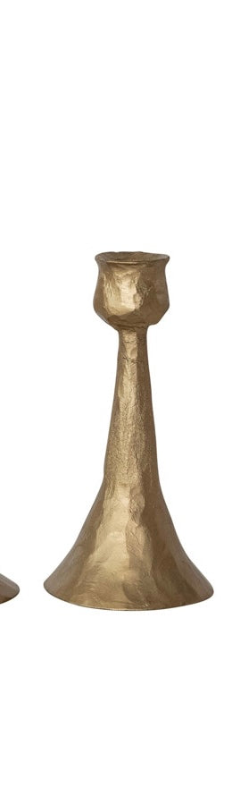 Hand-Forged Metal Taper Holder, Antique Gold Finish