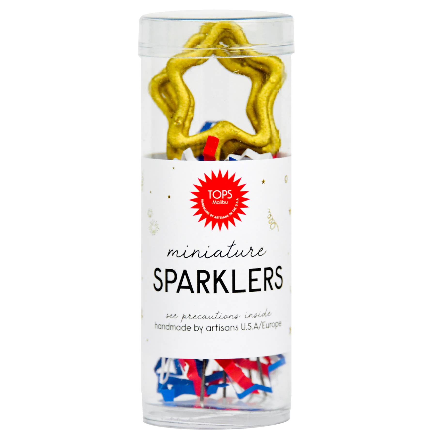 4" Mini Gold Star Sparkler Wands - 4th of July - Tube of 4