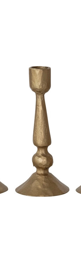 Hand-Forged Metal Taper Holder, Antique Gold Finish