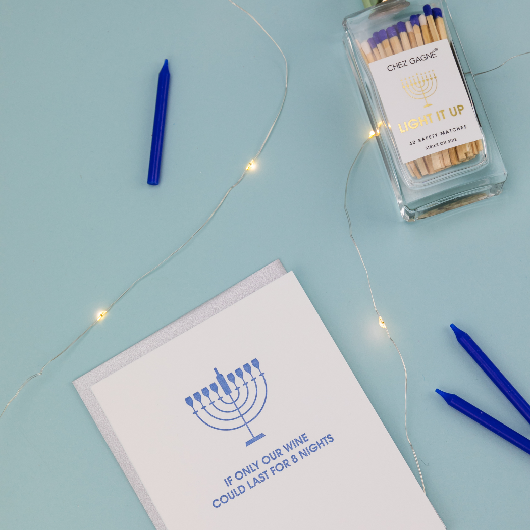Light It Up - Hanukkah - Holiday Glass Bottle Safety Matches