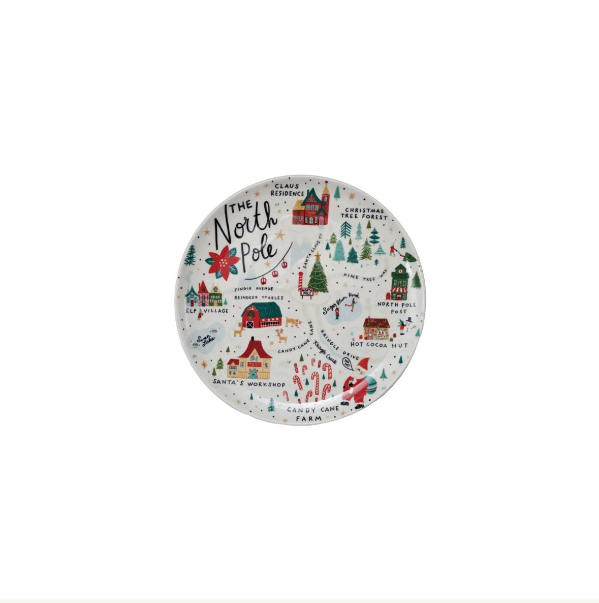 North Pole Scene 11” round Stoneware Plate