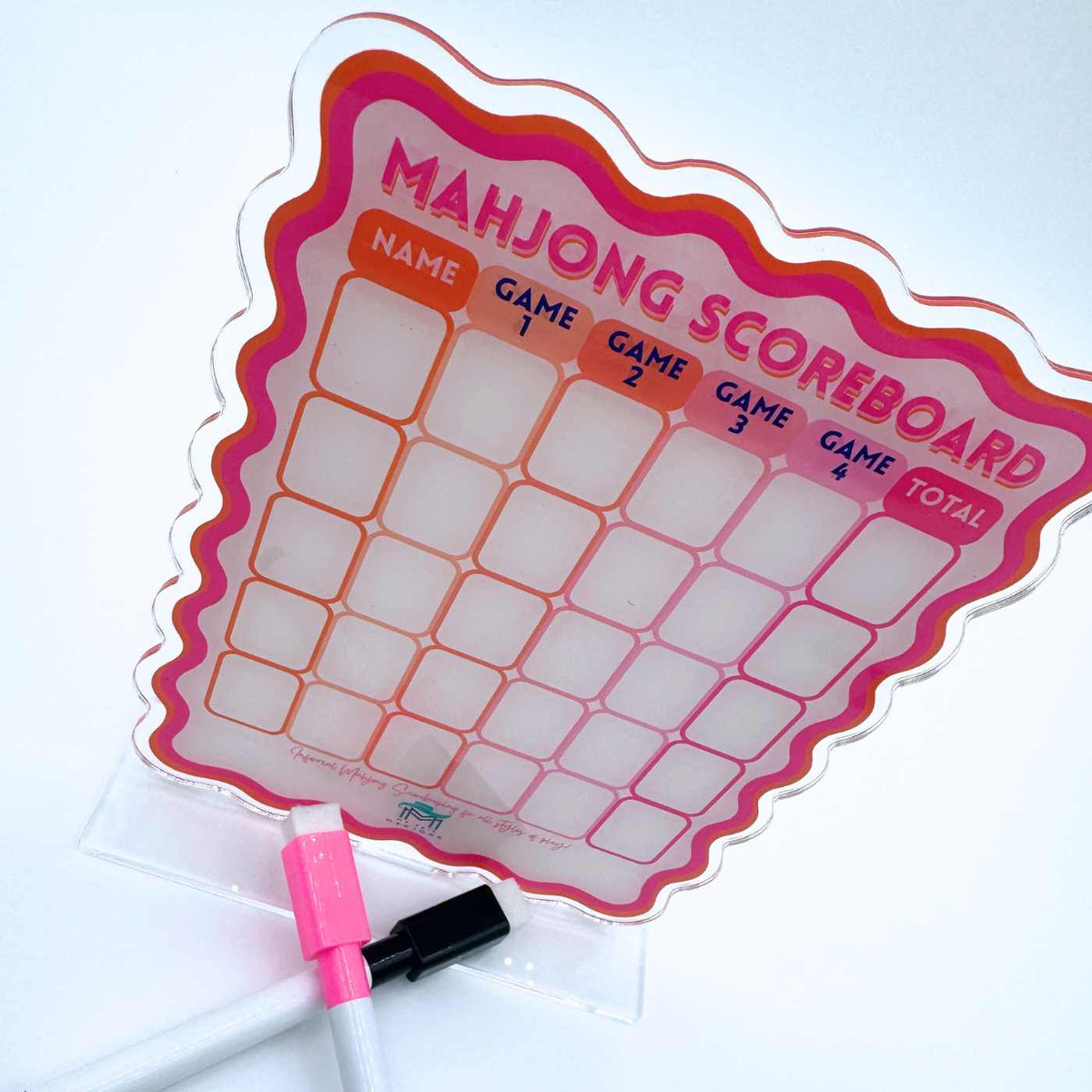 Mahjong Scoreboard - Scalloped Dry Erase Board with Stand & Markers