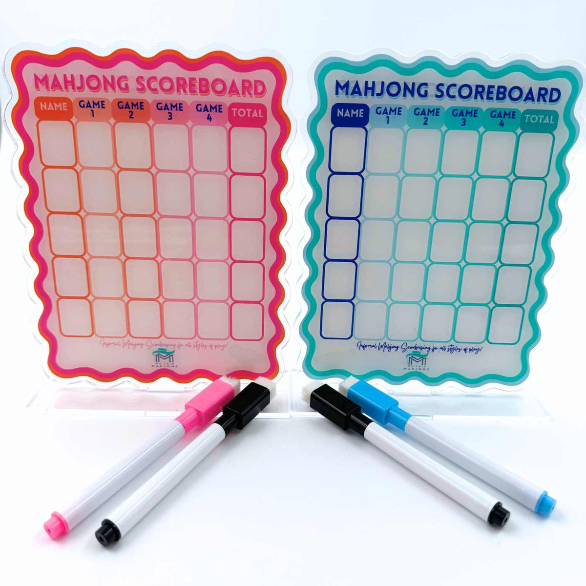 Mahjong Scoreboard - Scalloped Dry Erase Board with Stand & Markers