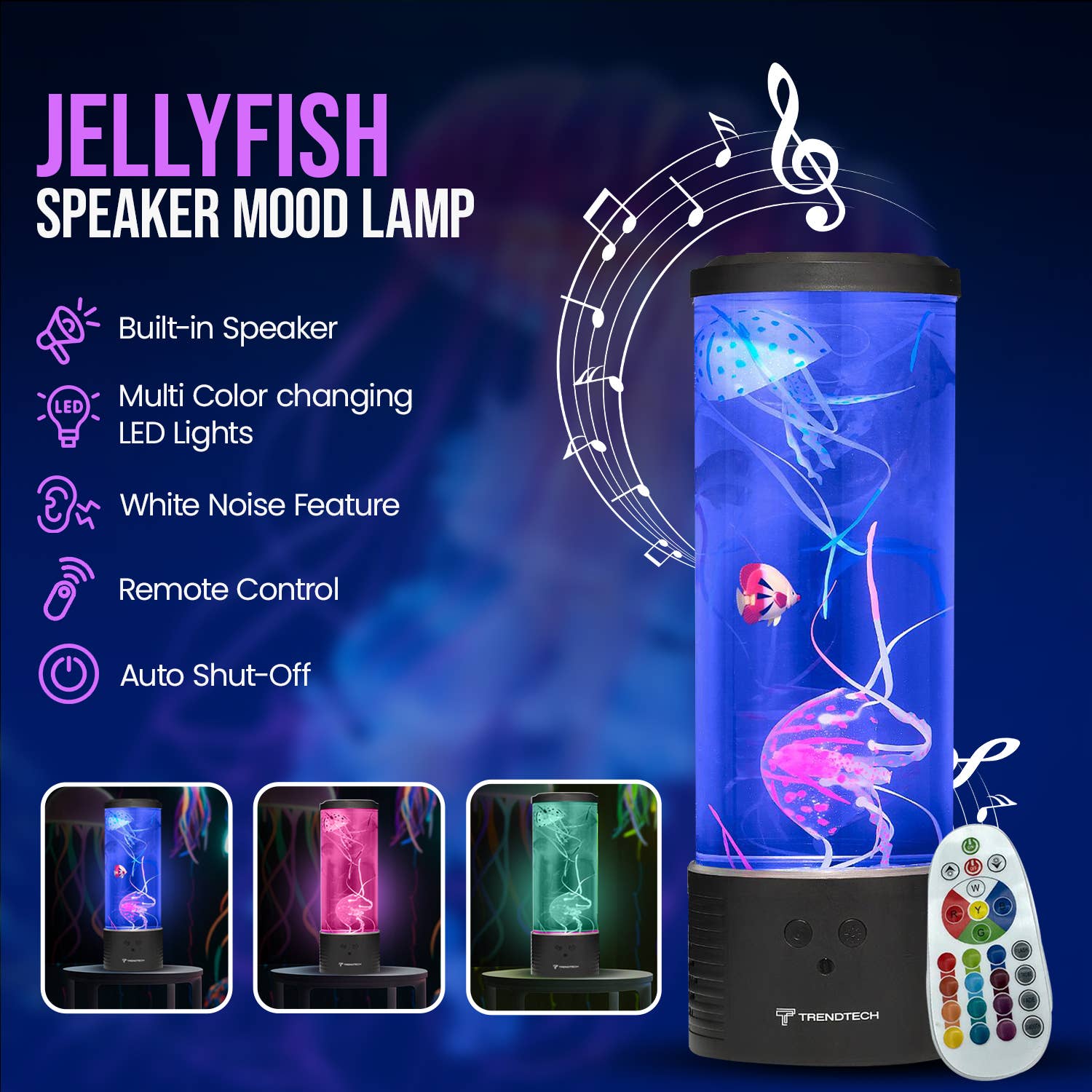 Lumina Jellyfish Mood Lamp with Bluetooth Speaker-14"
