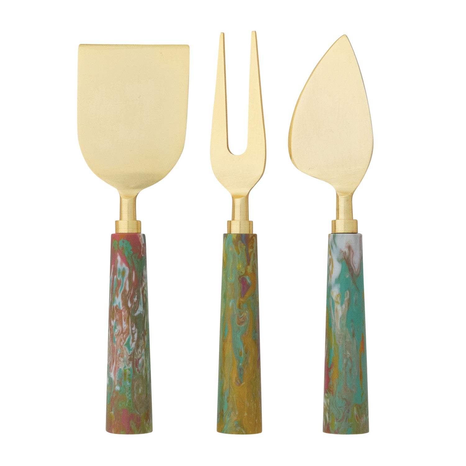Cheese Knives with Marbled Resin Handles