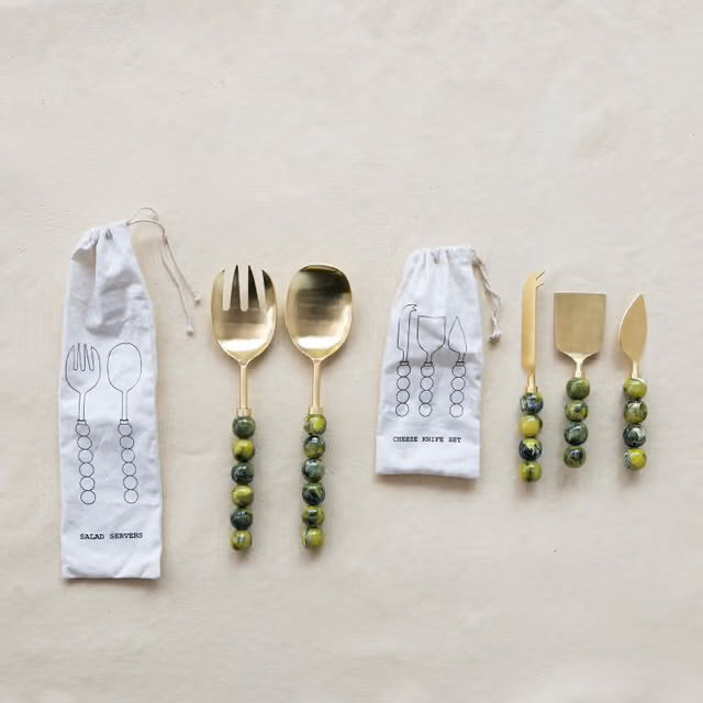 Stainless Steel Salad Servers with Resin Handled