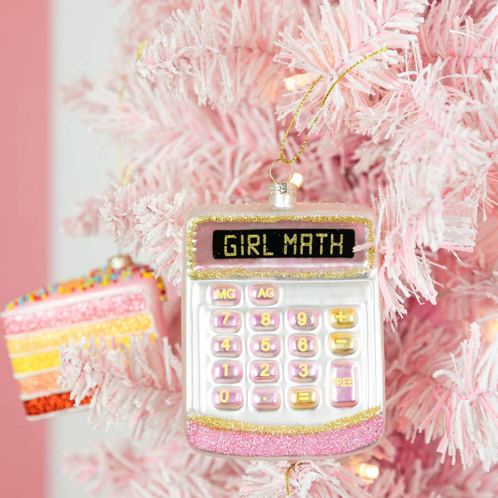 Girl Math Calculator Glass Ornament
