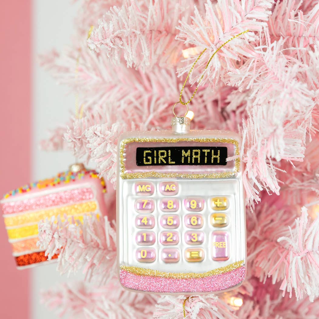 Girl Math Calculator Glass Ornament