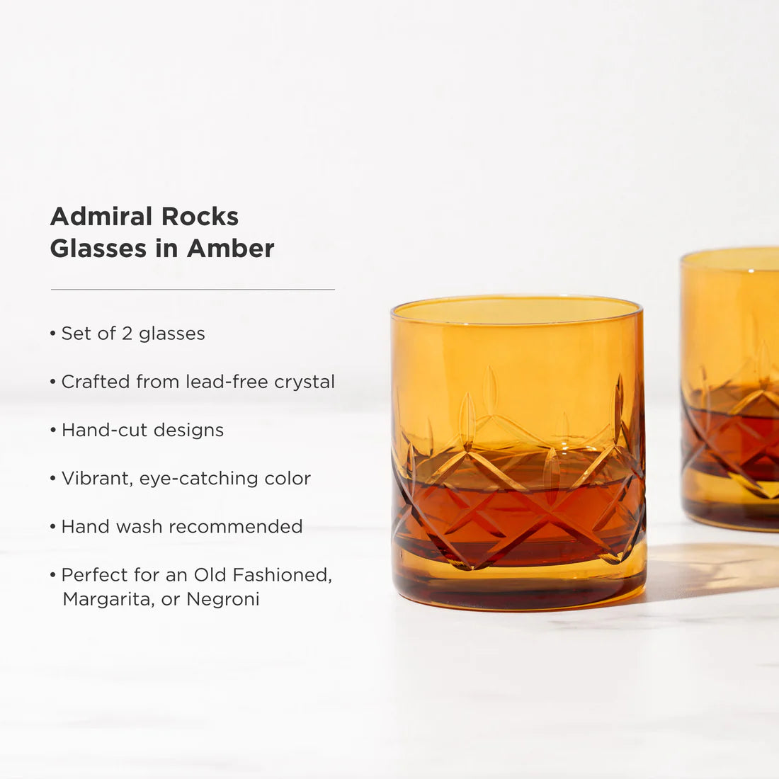 Admiral Rocks Glasses in Amber Set of 2