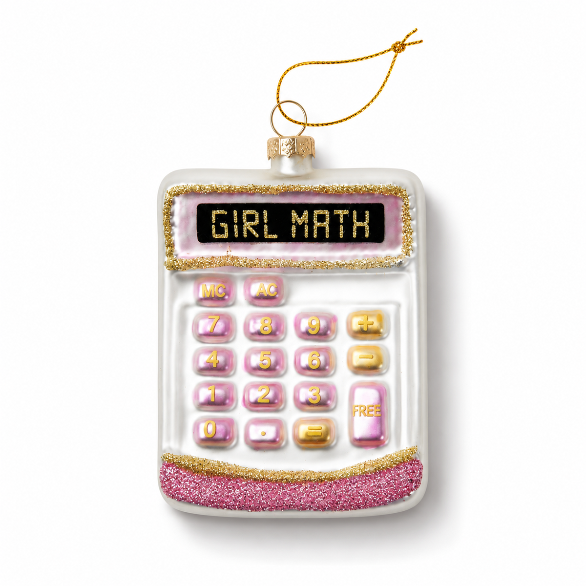 Girl Math Calculator Glass Ornament