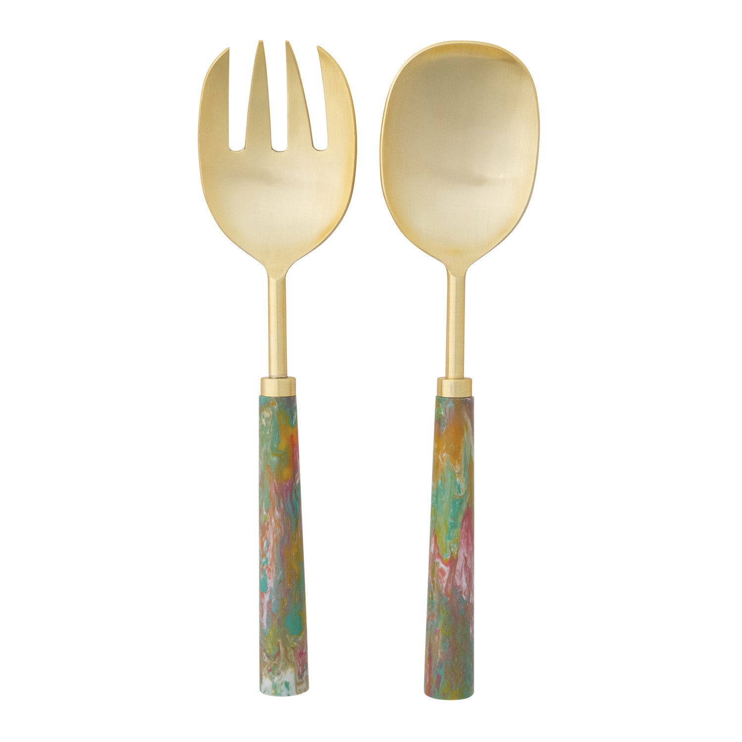 Salad Servers with Marbled Resin Handles
