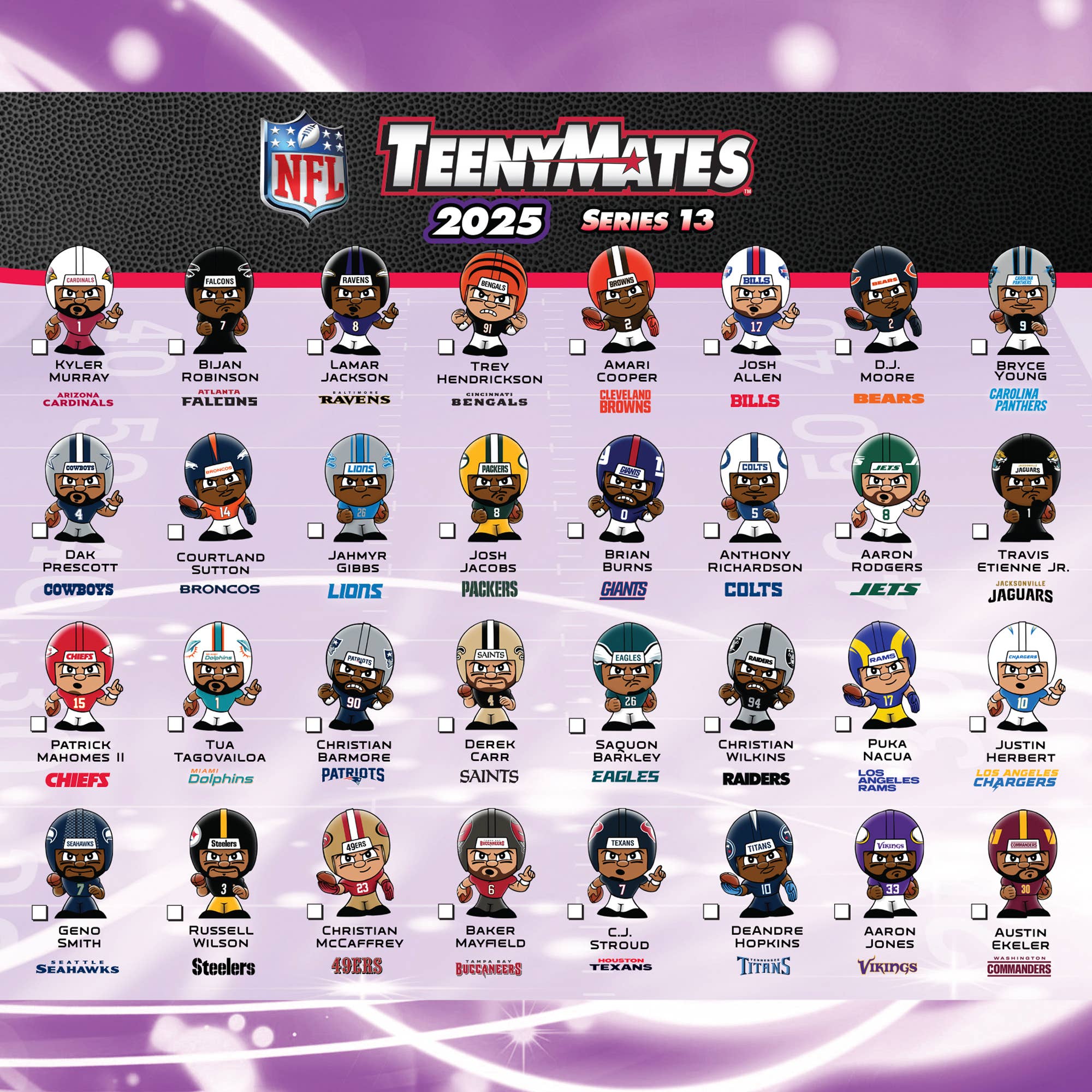 NFL TeenyMates Gravity Feed Display 2025
