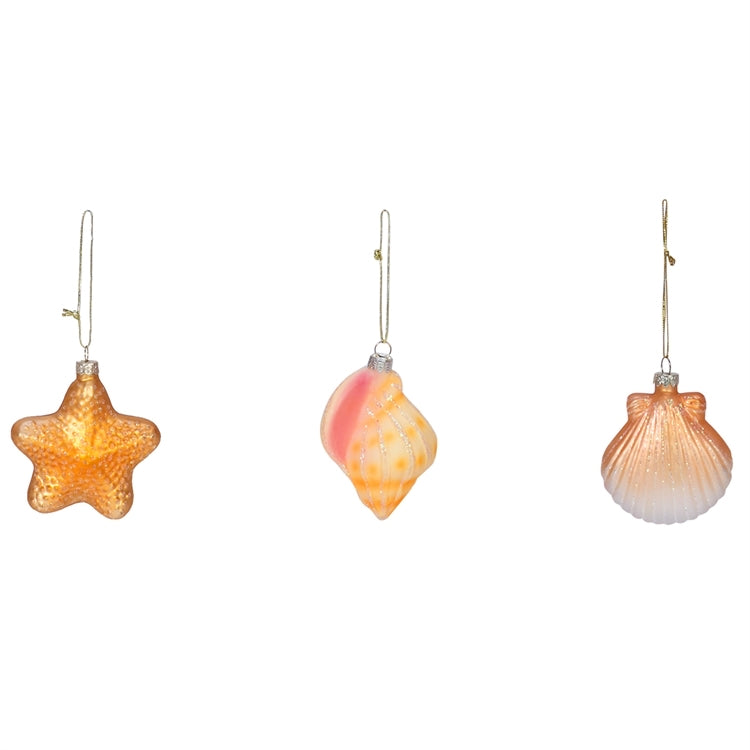 Assorted Blown Glass Shell Ornaments