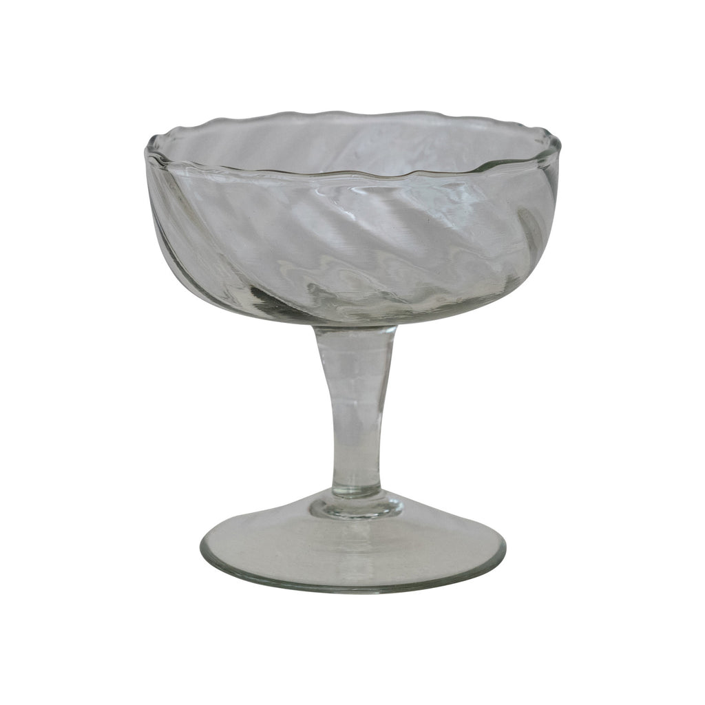 Hand-Blown Twisted Stemmed Coupe Glass (Set of 2)
