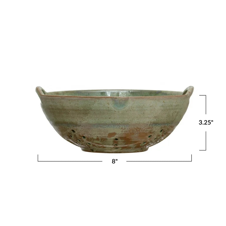 Stoneware Berry Bowl with Handles (Aqua)