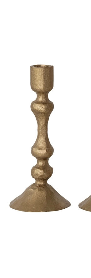 Hand-Forged Metal Taper Holder, Antique Gold Finish
