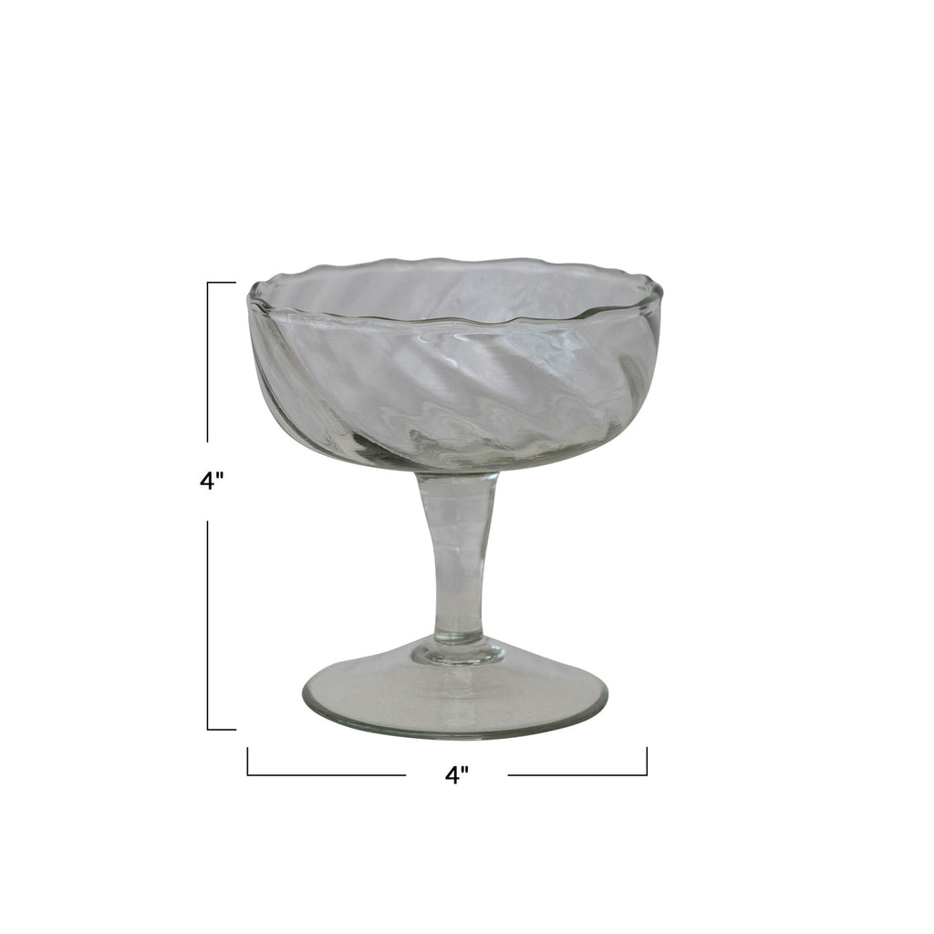 Hand-Blown Twisted Stemmed Coupe Glass (Set of 2)