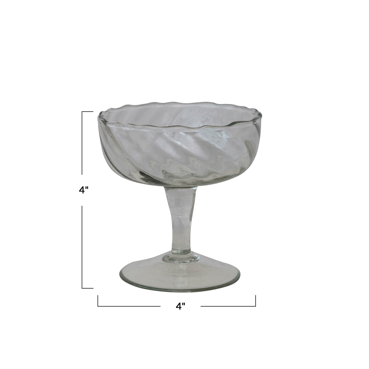 Hand-Blown Twisted Stemmed Coupe Glass (Set of 2)