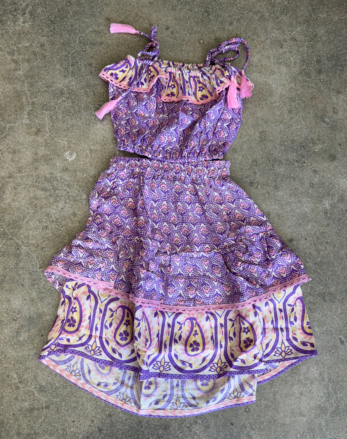 Purple Krisan Bubble Top and Skirt