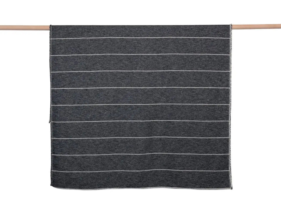 Luca Structured Stripes Reversible Grey Blanket