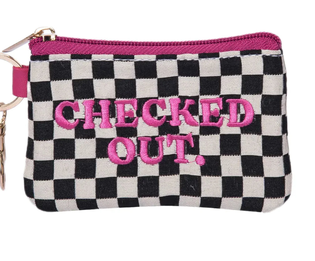 Checkered Zip Wallet