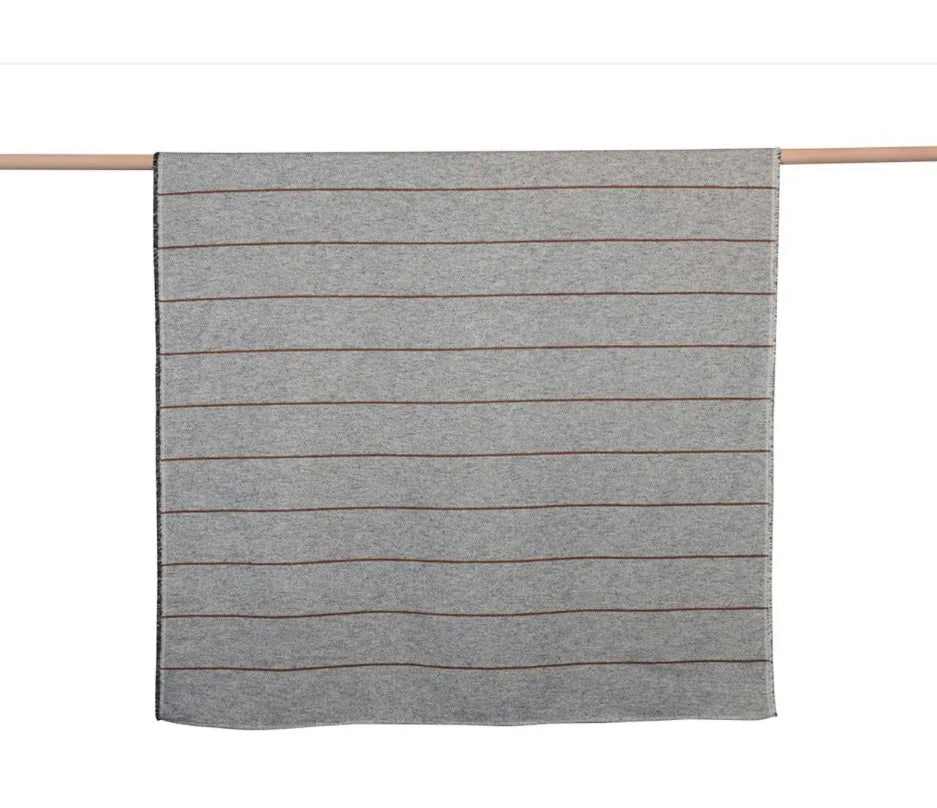 Luca Structured Stripes Reversible Grey Blanket