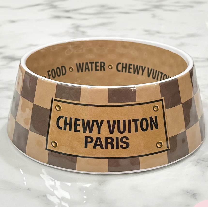 Haute Diggity Dog Checker Chewy Vuitton Bowl