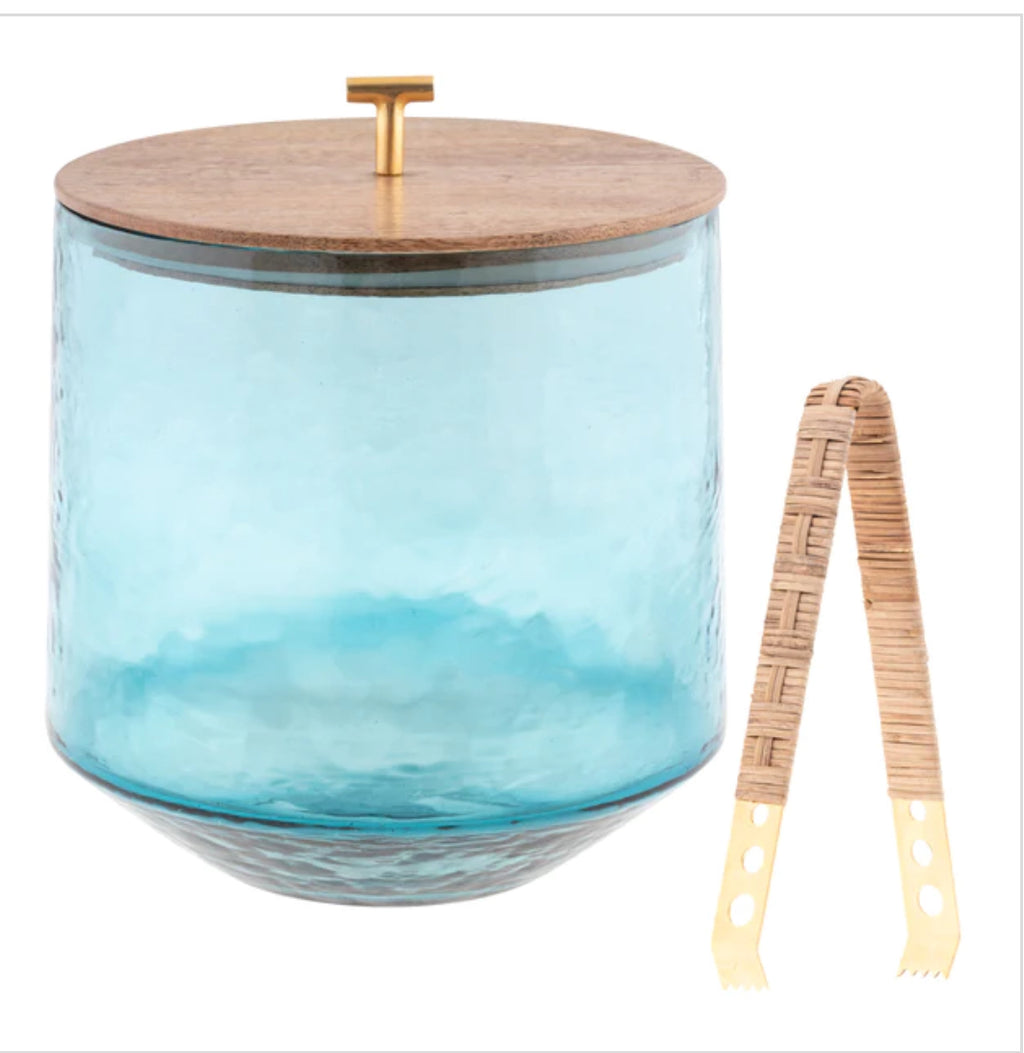Catalina Ice Bucket with Raffia Tongs