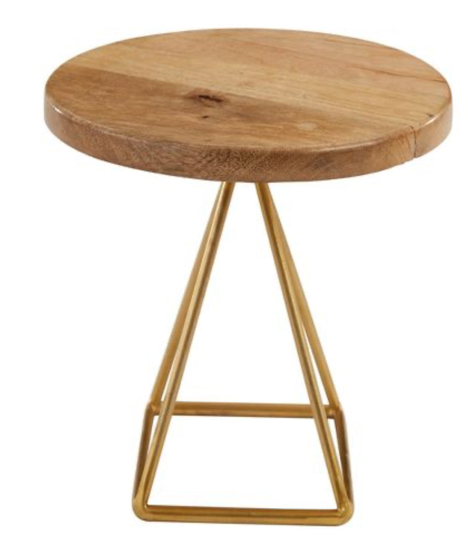 Wood and Gold Serving Stand